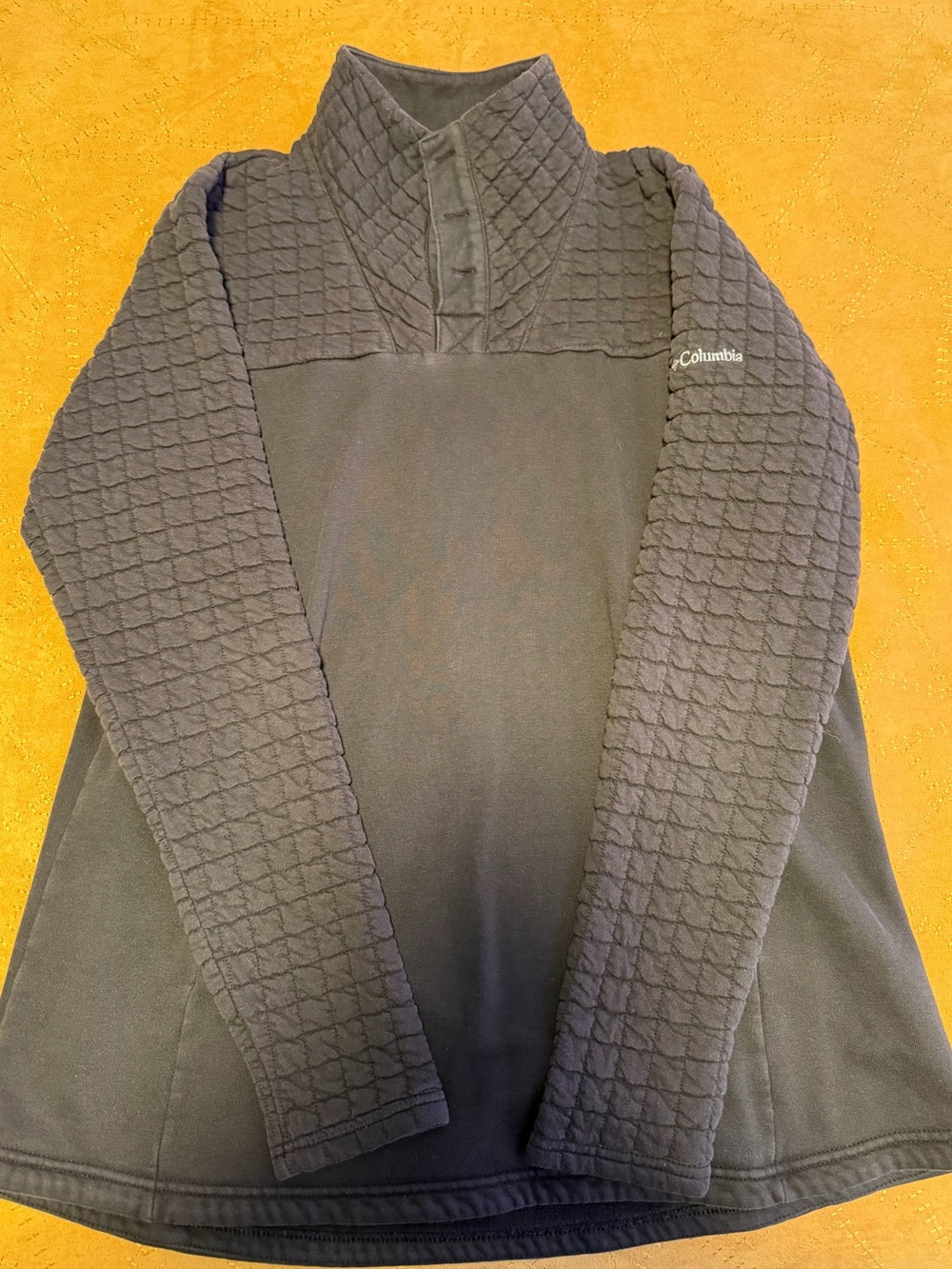 Columbia Women's Black Quilted-Sleeve Fleece Zip Pullover- Size XL